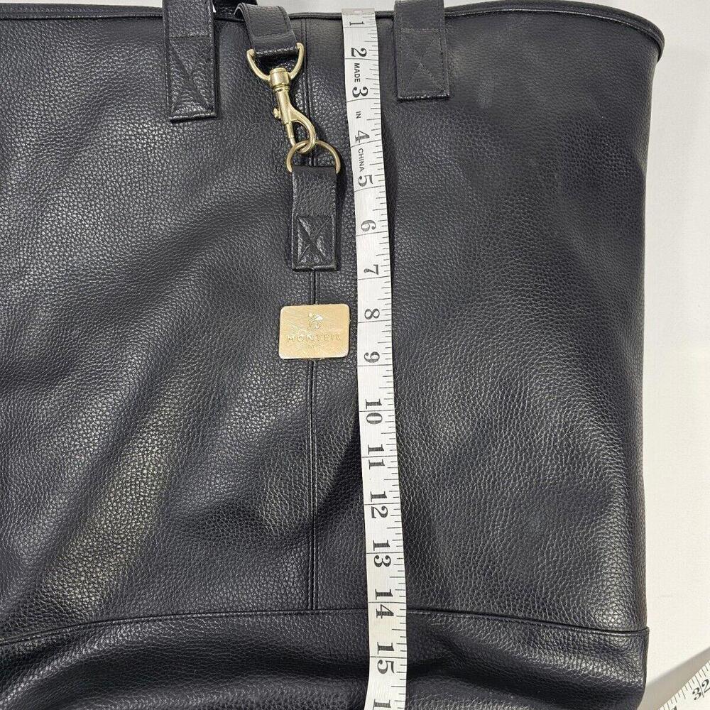 Germaine Monteil Paris Large Black Leather Tote Purse - Picture 13 of 13